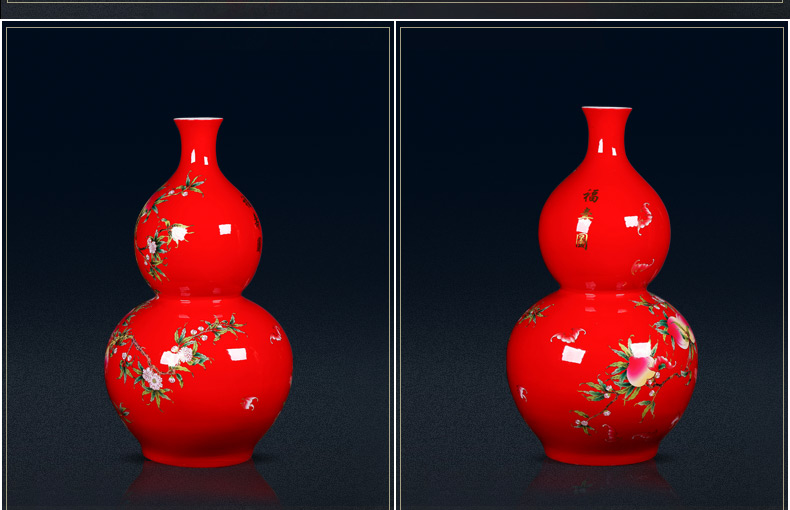 Jingdezhen ceramics live figure ground gourd vases large feng shui living room home furnishing articles