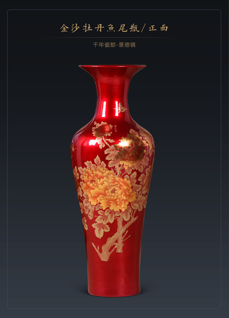 Jingdezhen ceramics peony of large vases, furnishing articles of modern Chinese style hotel opening gifts sitting room adornment