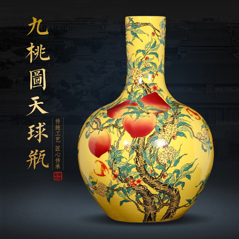 Jingdezhen ceramics of large vases, flower arrangement of Chinese style home porch decoration handicraft furnishing articles large living room