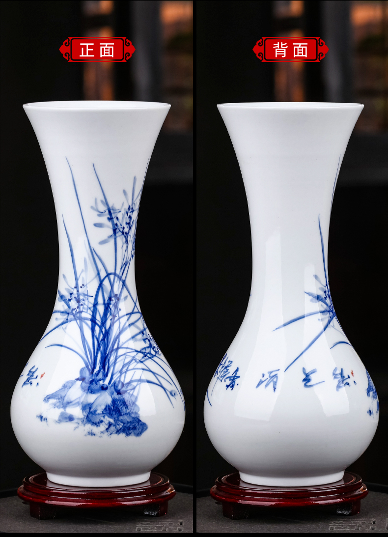 Jingdezhen ceramics hand - made of blue and white porcelain vase furnishing articles sitting room of the new Chinese style household flower arranging TV ark, adornment