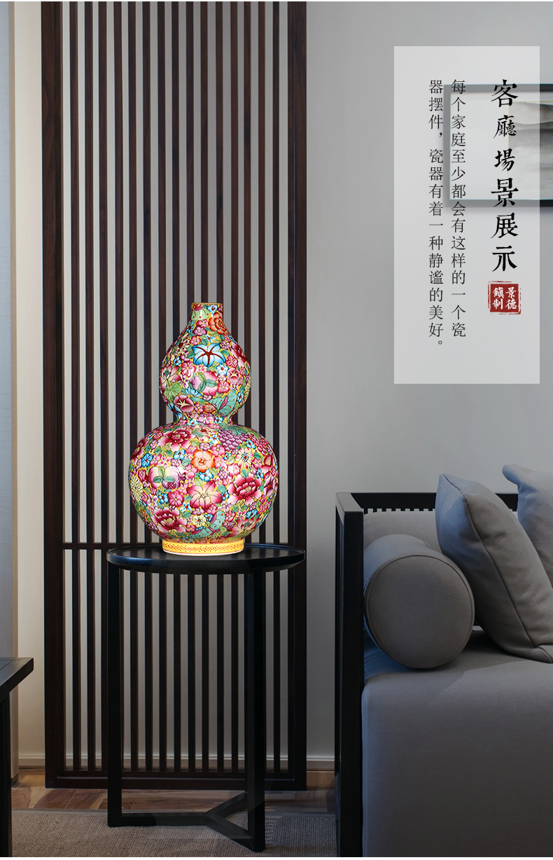 Jingdezhen ceramics hand - made pastel gourd vases, flower arrangement sitting room of Chinese style household adornment handicraft furnishing articles