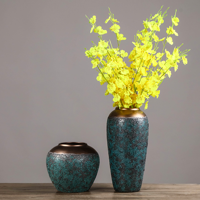Jingdezhen ceramics coarse pottery dried flower vase furnishing articles of modern Chinese style restoring ancient ways the sitting room TV ark adornment arranging flowers