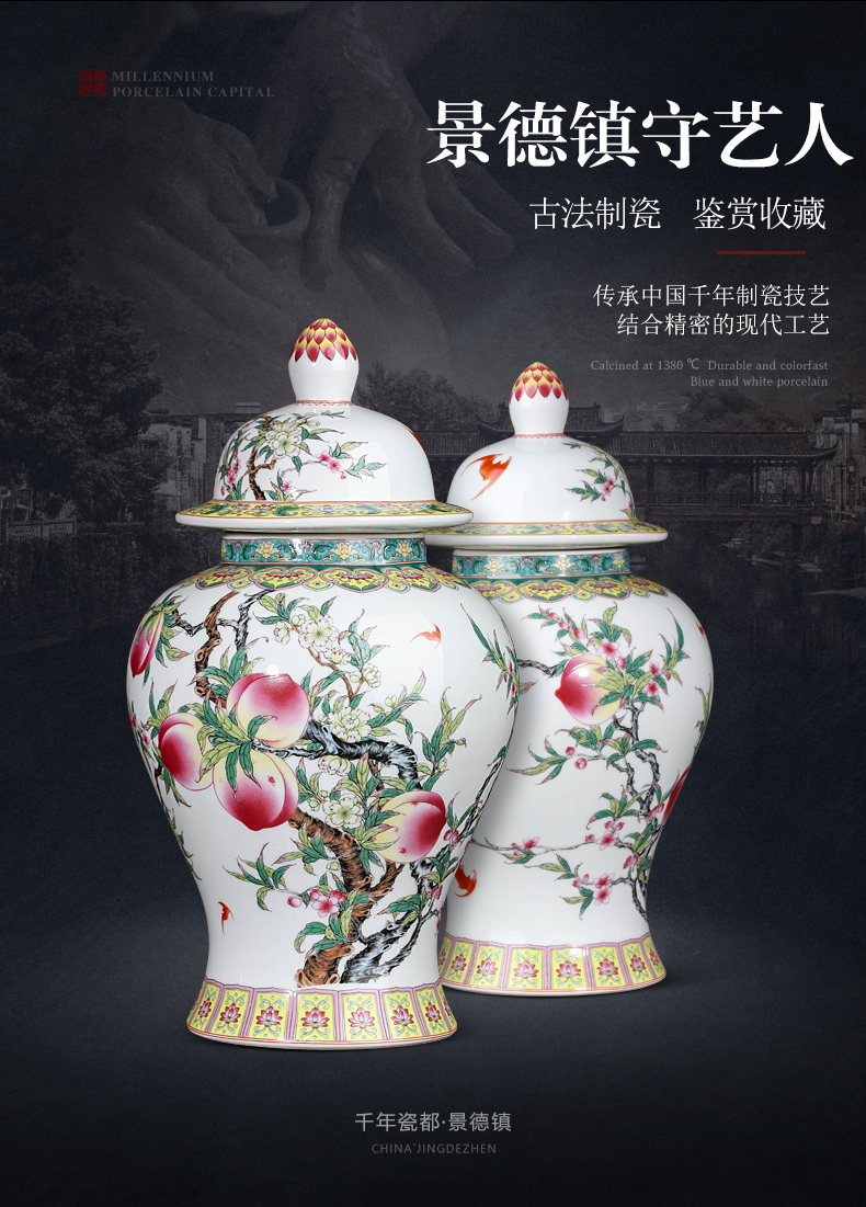 Jingdezhen ceramics archaize the general pot of Chinese style household living room TV ark adornment rich ancient frame vase furnishing articles