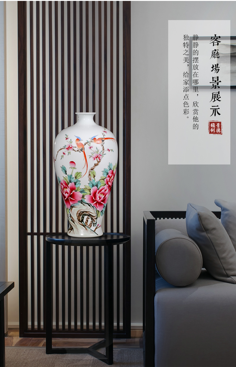 Jingdezhen ceramics famous hand - made powder enamel vase flower arranging Chinese style living room home furnishing articles