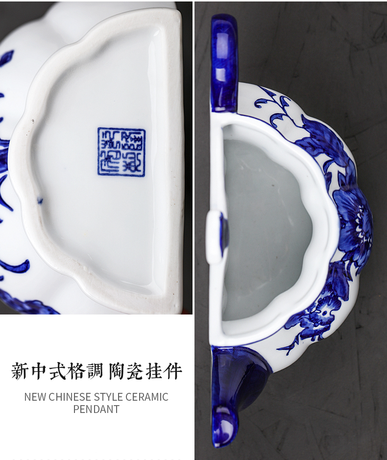 Sitting room sofa background wall hang modern new Chinese style porch creative metope adornment blue and white porcelain vase wall act the role ofing