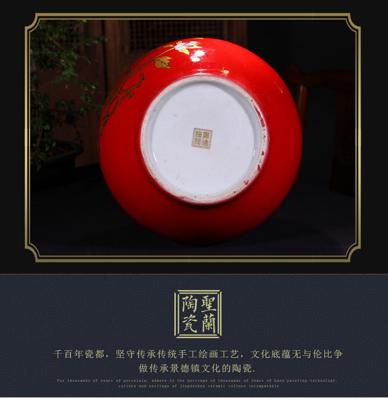 Jingdezhen ceramics China red peony of large vases, flower arranging the modern living room TV ark adornment furnishing articles