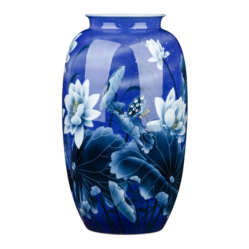 Jingdezhen ceramics masters hand - made furnishing articles Chinese flower arranging sitting room porch decoration large blue and white porcelain vase