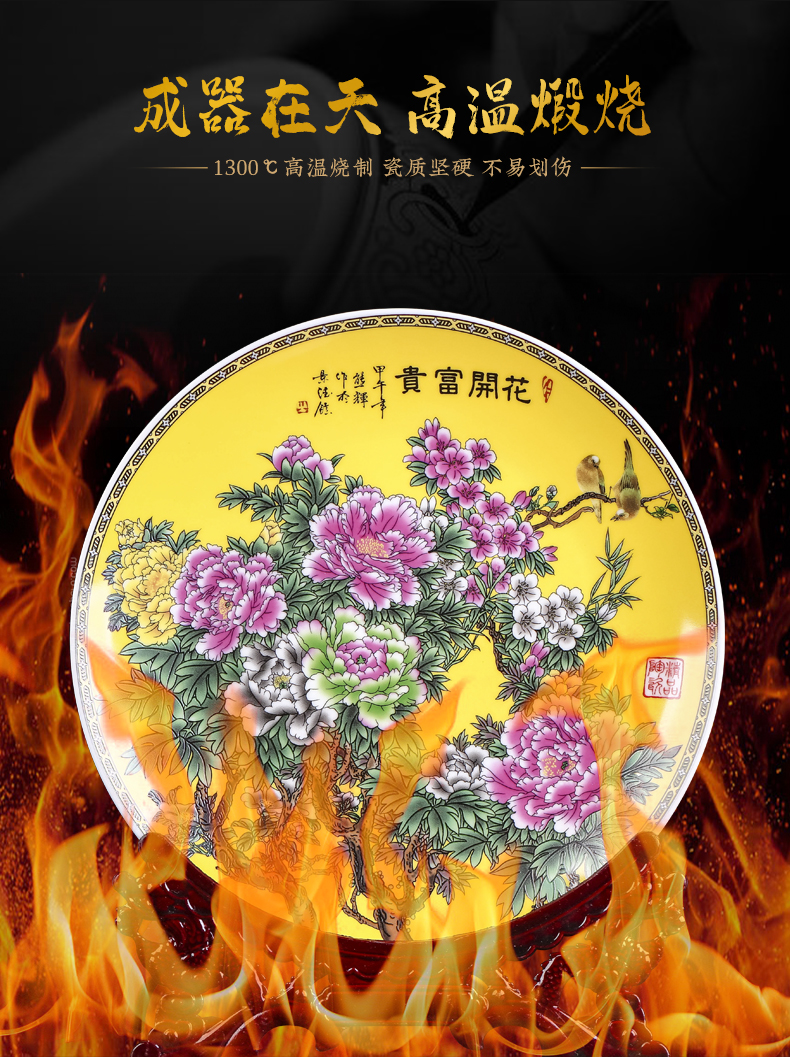 Jingdezhen ceramics powder enamel blooming flowers, hang dish sitting room of Chinese style household wine TV ark, decoration plate of furnishing articles