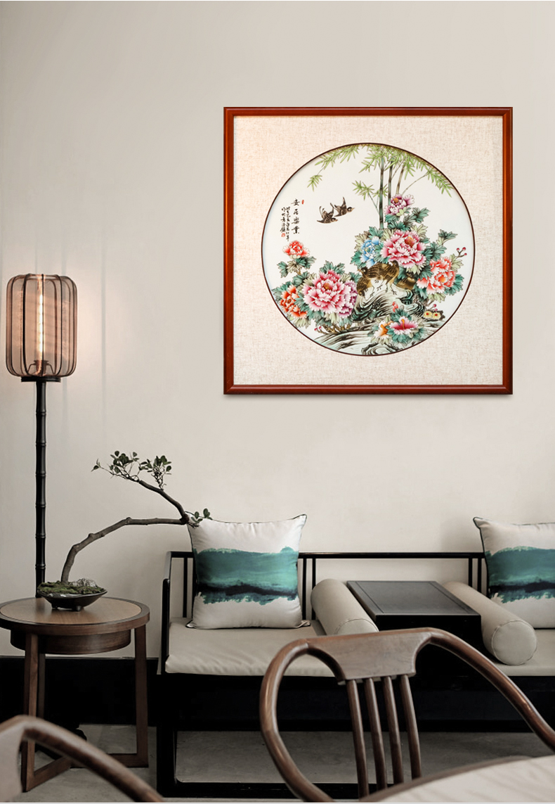 Jingdezhen ceramics hand - made porcelain plate painting new Chinese style porch corridor corridor light key-2 luxury decoration painting in the wind