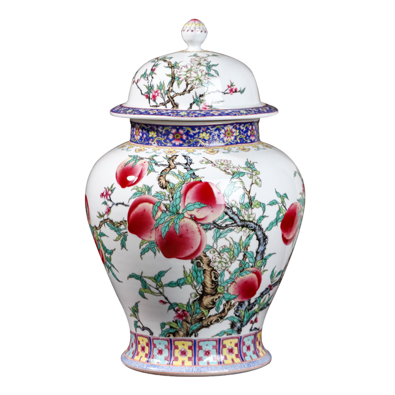 General large jar of archaize of jingdezhen ceramics powder enamel puer tea sealed as cans household storage caddy fixings furnishing articles