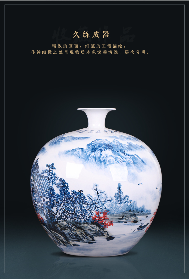 Jingdezhen ceramics hand - made landscape painting new Chinese antique vase large sitting room home furnishing articles