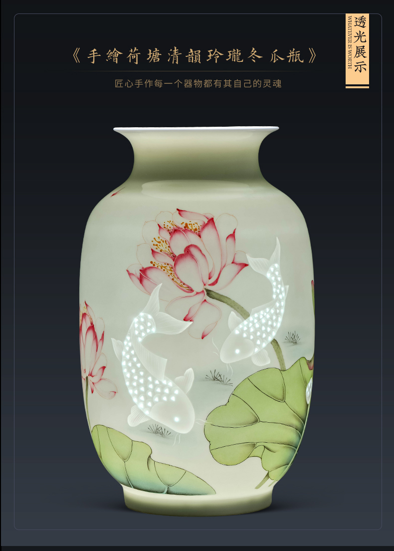 Jingdezhen famous hand - made ceramics vase furnishing articles sitting room of Chinese style household flower arranging dried flowers, decorative arts and crafts