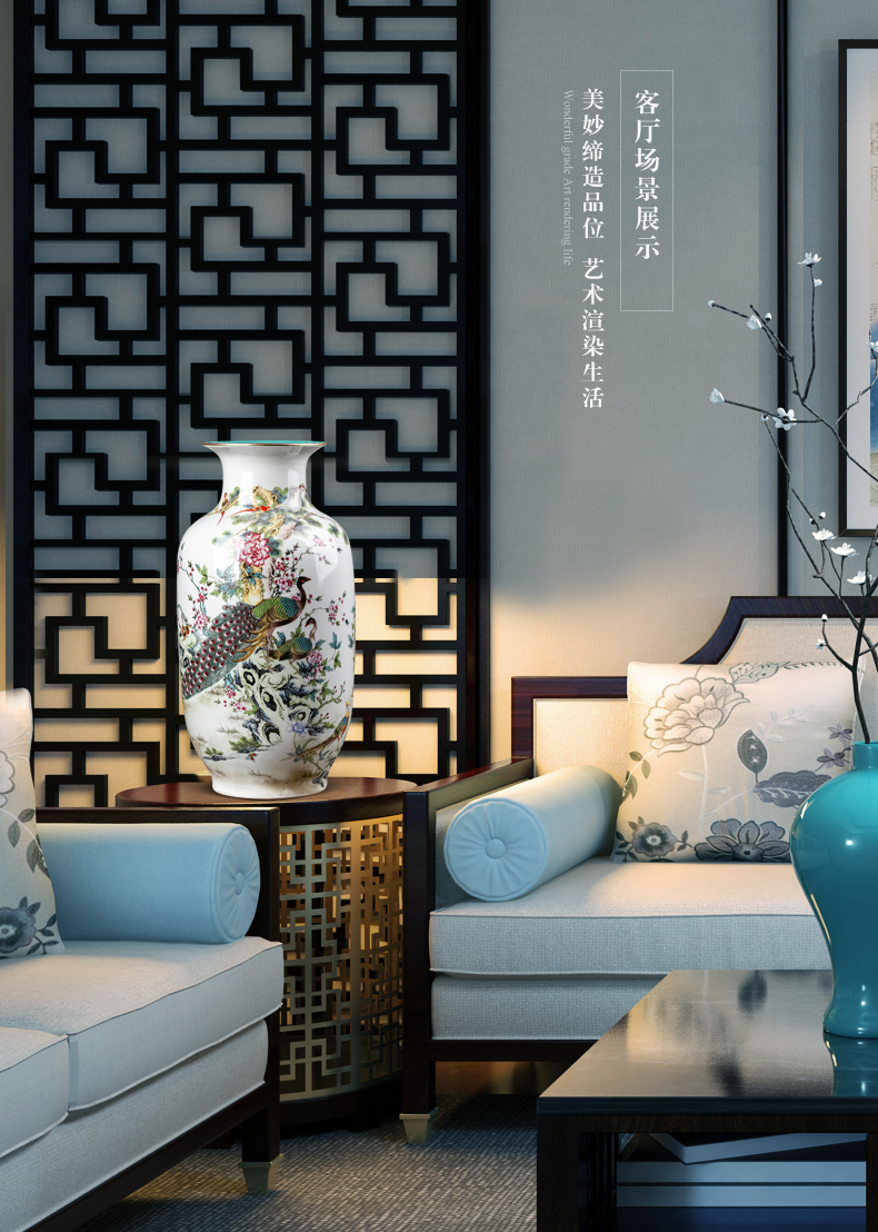 Archaize of jingdezhen ceramic famille rose sitting room of large vase furnishing articles of Chinese style household flower arranging TV ark, adornment