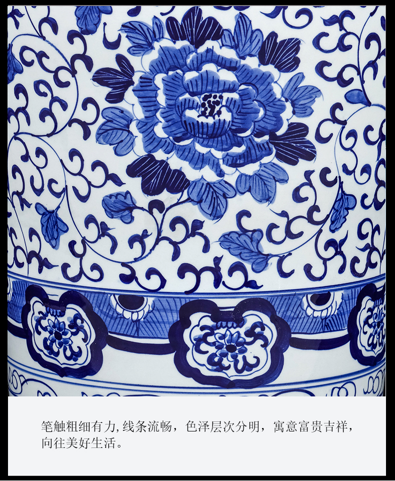 Jingdezhen ceramics bound lotus flower of large vases, Chinese style living room porch household act the role ofing is tasted great place of blue and white porcelain