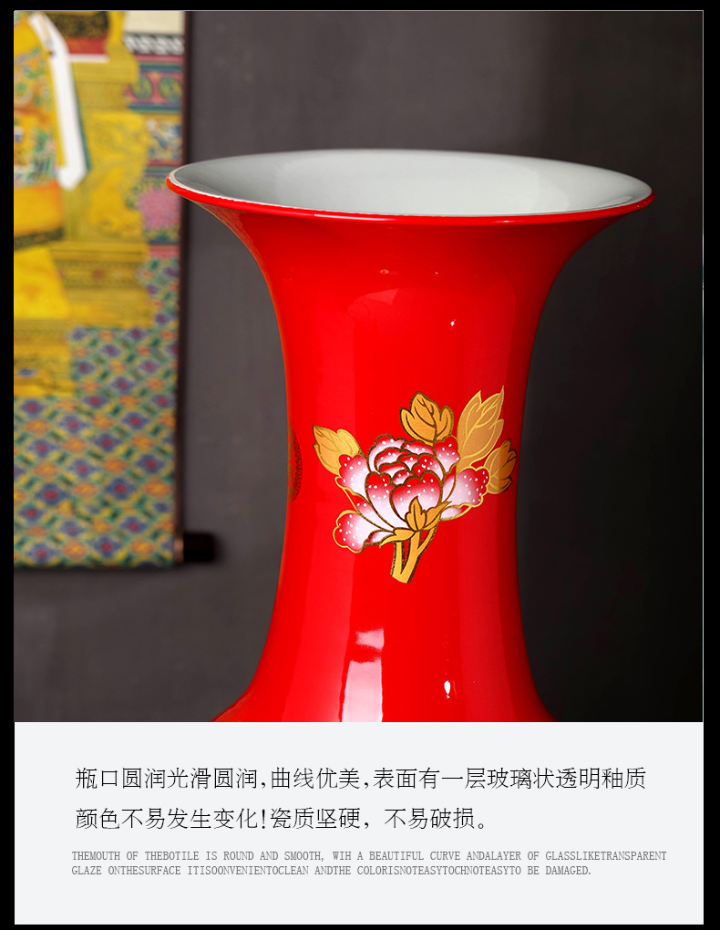 Jingdezhen ceramics China red large vases, large living room TV ark hotel furnishing articles decorations