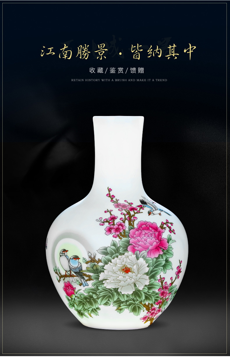 Rich ancient frame furnishing articles of jingdezhen ceramics floret bottle of modern new Chinese style household wine sitting room decoration process