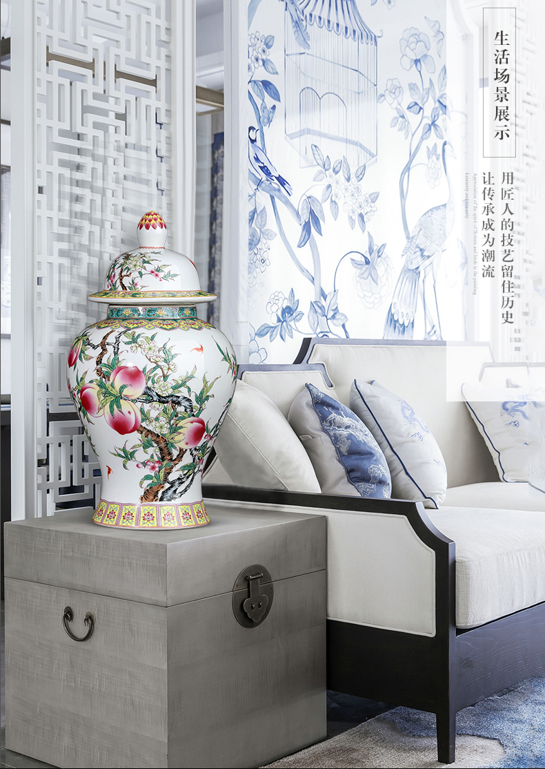 Jingdezhen ceramics archaize the general pot of Chinese style household living room TV ark adornment rich ancient frame vase furnishing articles