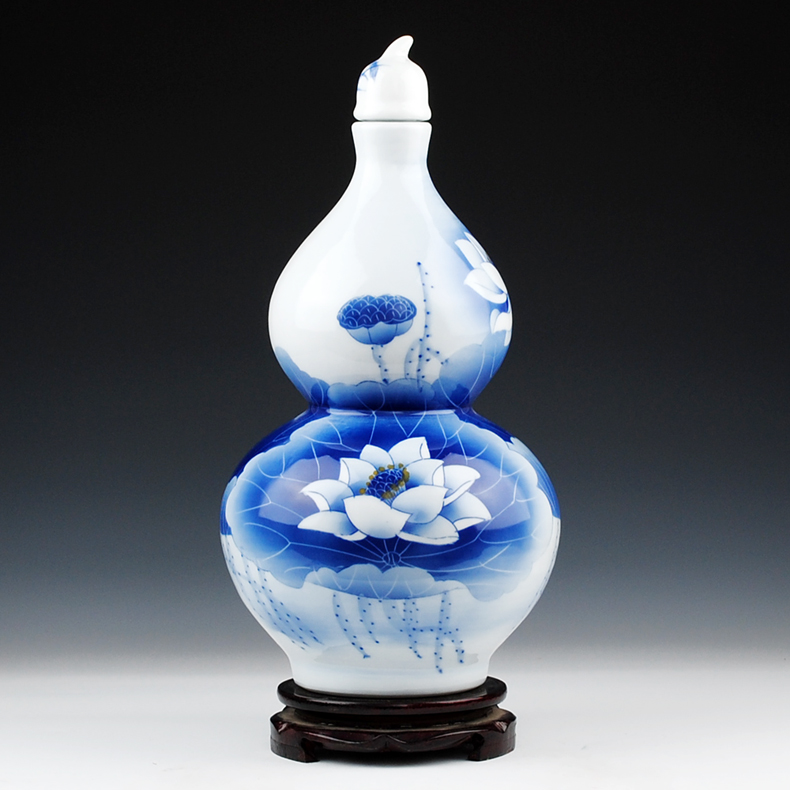 Jingdezhen ceramics famous household hand - made porcelain bottle wine jar with cover 10 jins to jars sealed as cans