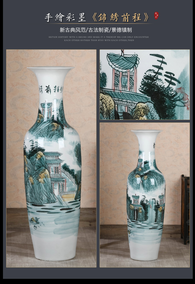 Jingdezhen ceramics hand - made bright future vases, flower arranging a sitting room be born Chinese style household act the role ofing is tasted furnishing articles size