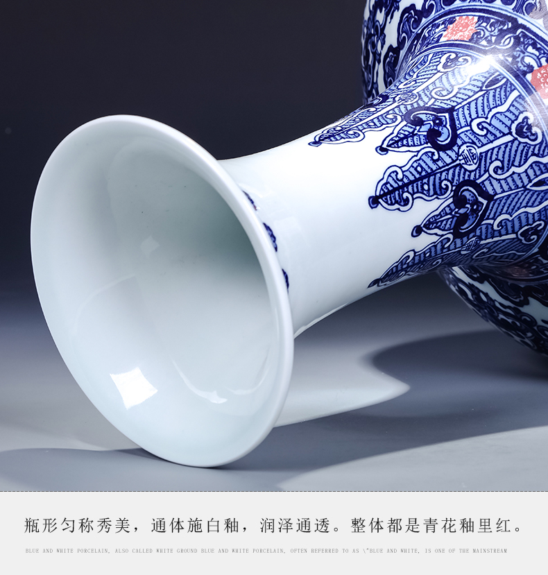 Jingdezhen ceramics imitation qianlong hand - made of blue and white porcelain vases, flower arranging new Chinese style living room TV cabinet decorative furnishing articles