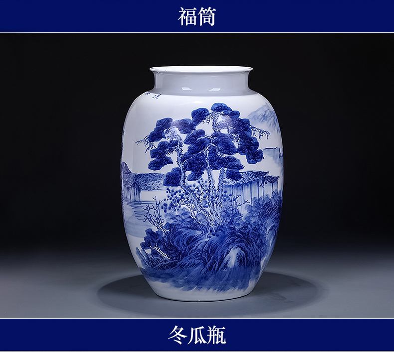 The Master of jingdezhen ceramics hand - made furnishing articles new Chinese blue and white porcelain vase sitting room porch decorations arts and crafts