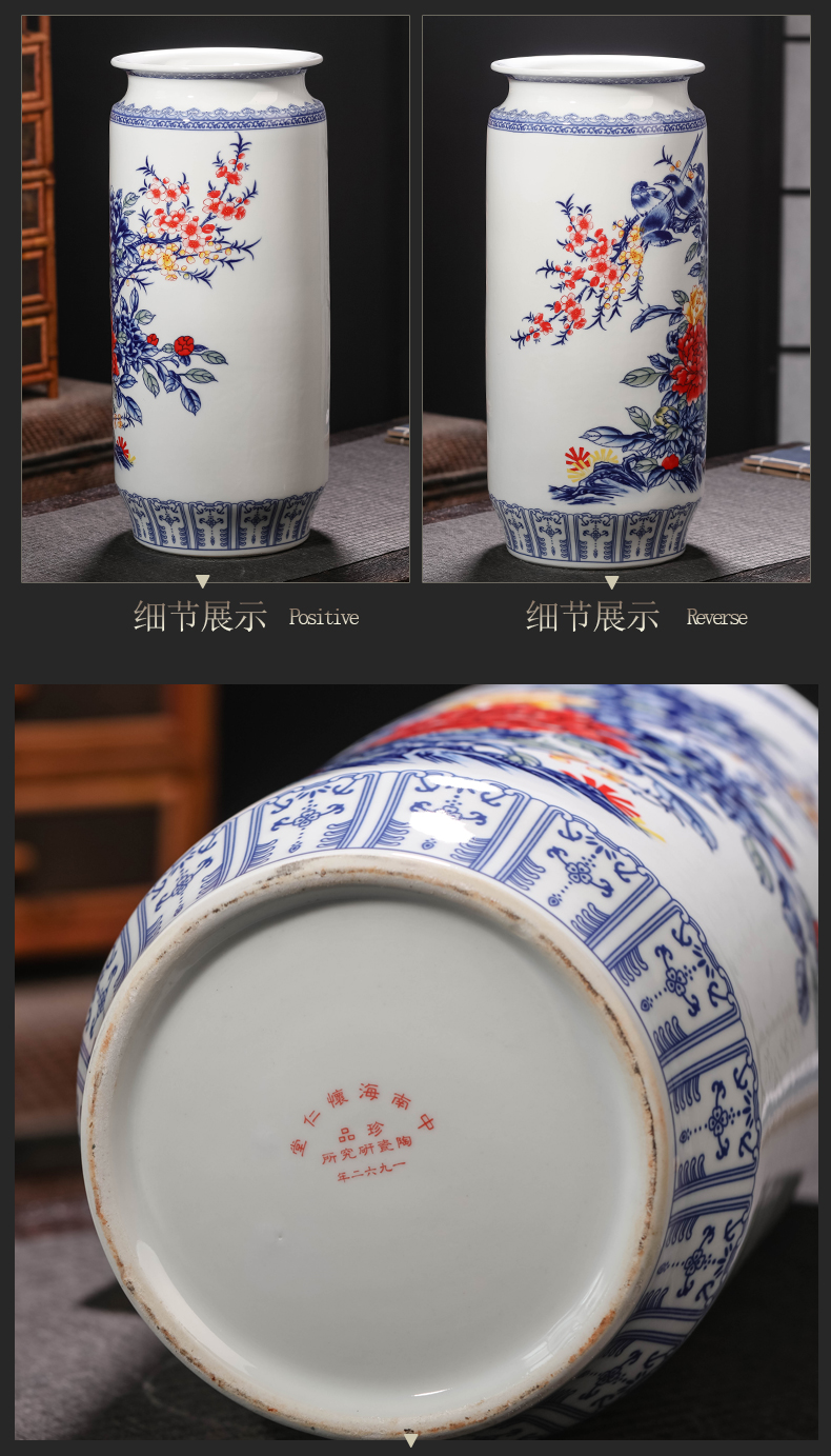 Blue and white porcelain vase furnishing articles of jingdezhen ceramics new Chinese style flower adornment lucky bamboo hydroponic large living room