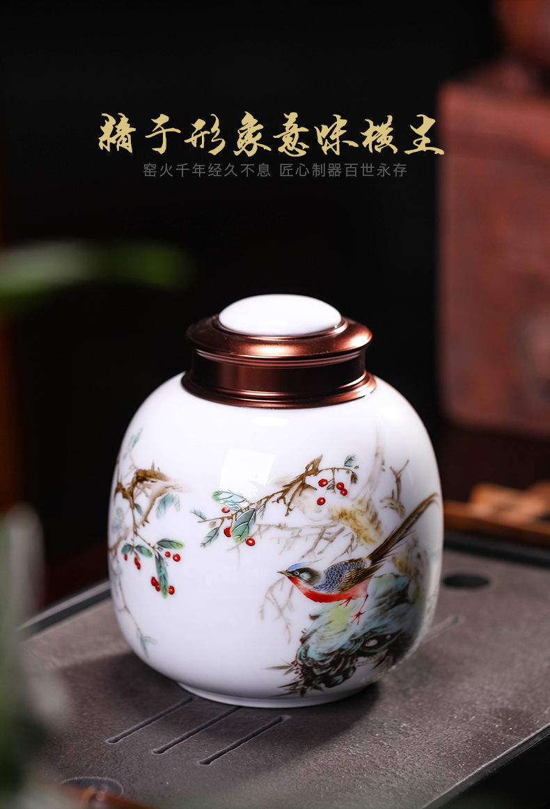 Half jins of jingdezhen ceramics with caddy fixings Chinese trumpet seal pot insect - resistant moistureproof household receives furnishing articles