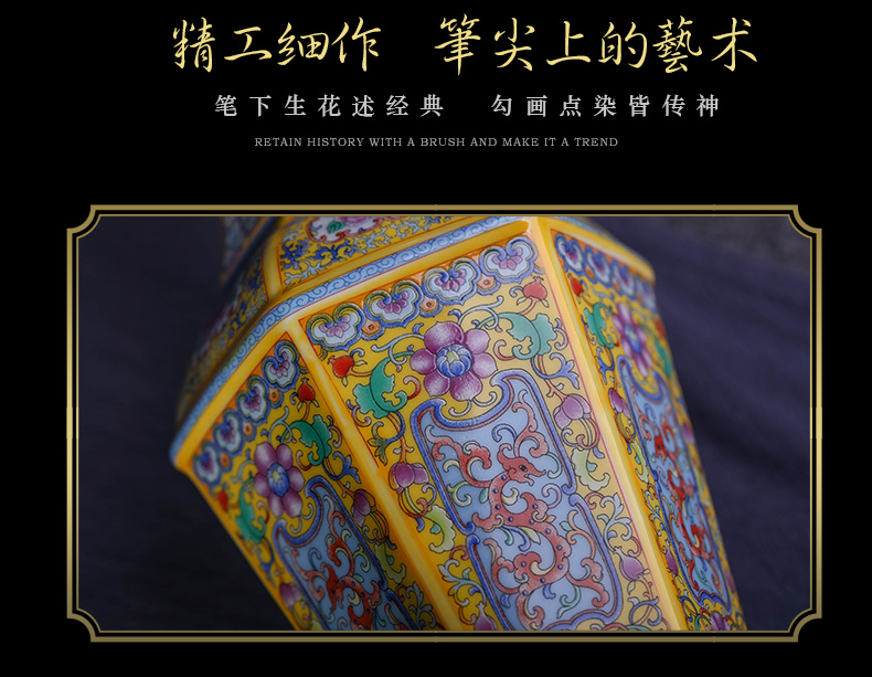 Jingdezhen ceramics archaize yongzheng colored enamel vase furnishing articles sitting room flower arranging Chinese style classical household ornaments