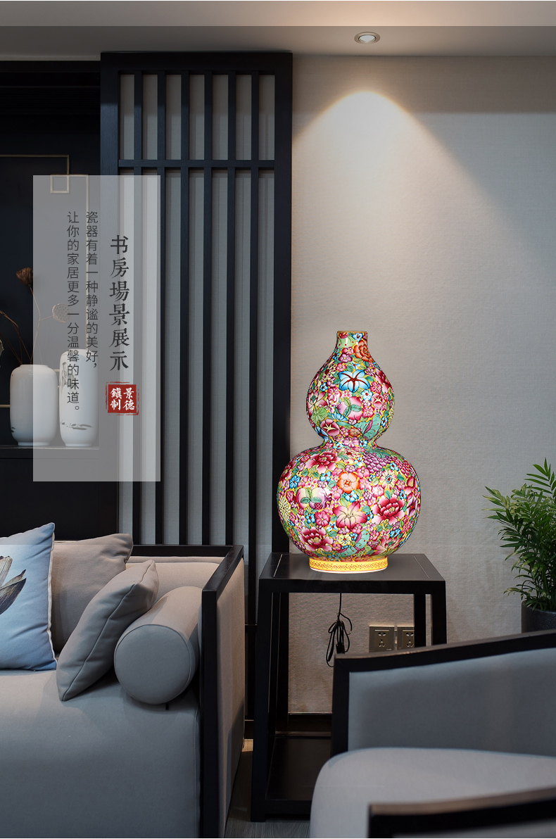 Jingdezhen ceramics hand - made pastel gourd vases, flower arrangement sitting room of Chinese style household adornment handicraft furnishing articles