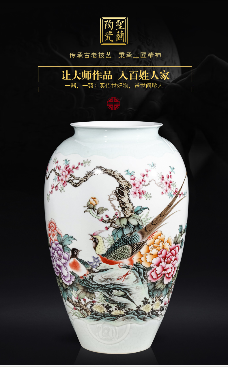 Jingdezhen ceramics famous hand - made powder enamel vase furnishing articles sitting room flower arranging Chinese style household ornaments