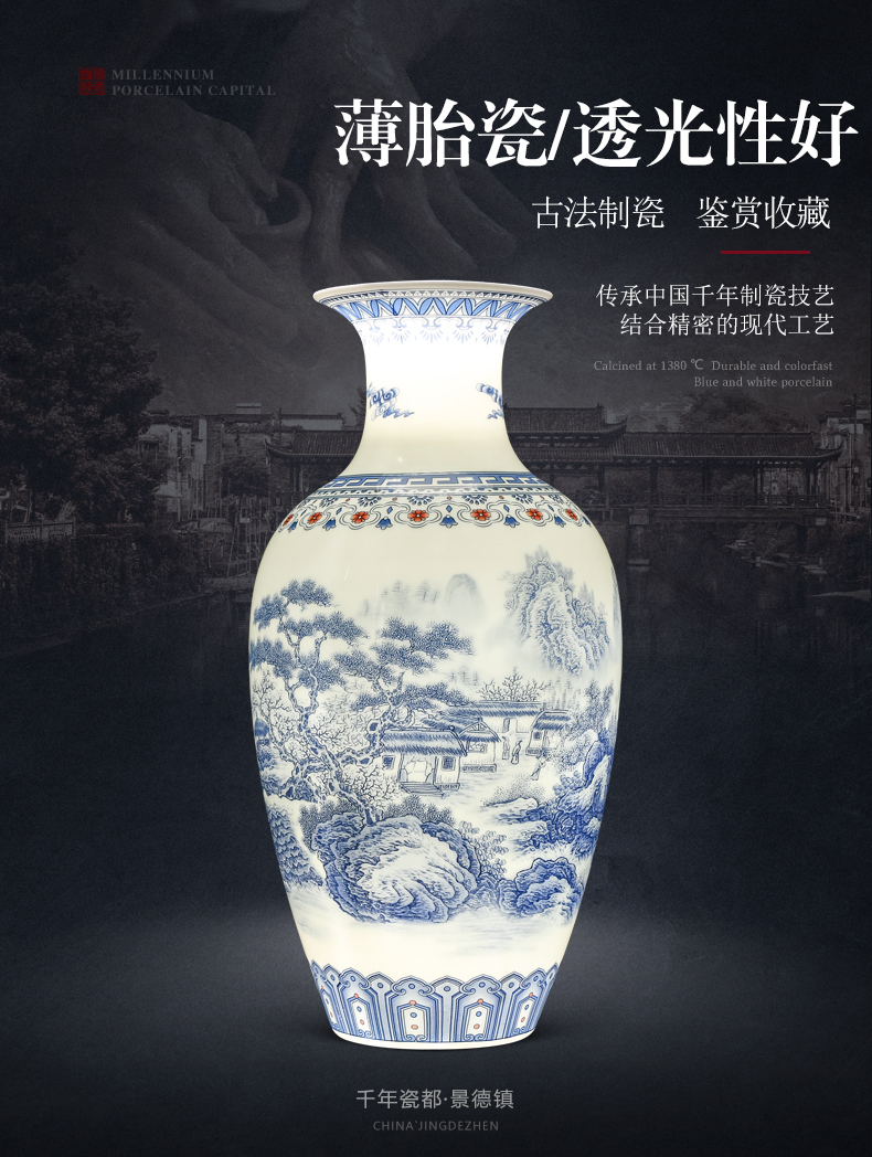 Jingdezhen blue and white porcelain vase furnishing articles of new Chinese style restoring ancient ways is the sitting room of household ceramics archaized decorations arts and crafts