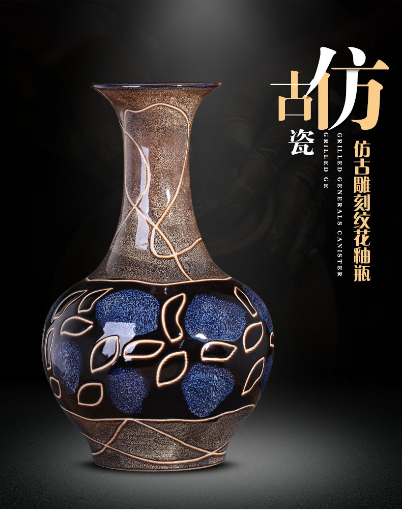 Jingdezhen ceramics up creative antique vases, flower arrangement of Chinese style living room home wine accessories furnishing articles
