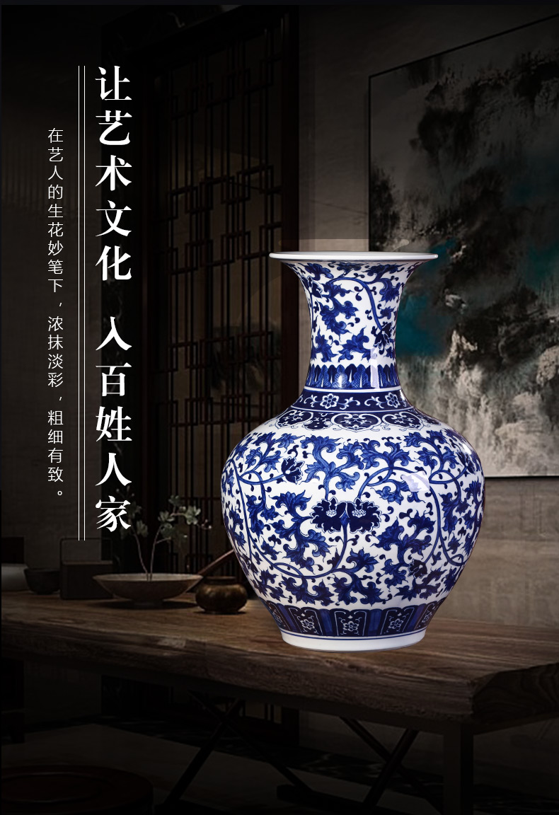 Jingdezhen ceramics hand - made antique blue and white porcelain vases, flower arranging large home furnishing articles, the sitting room porch decorations