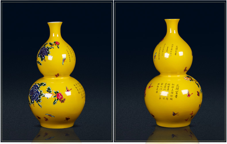 Jingdezhen ceramics live figure ground gourd vases large feng shui living room home furnishing articles