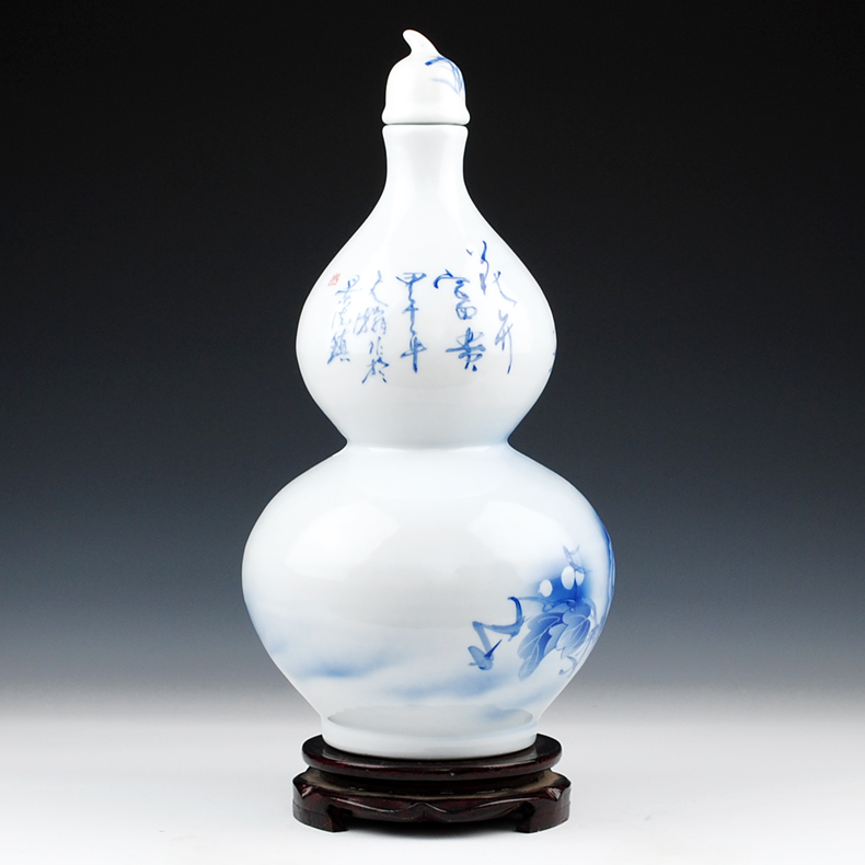 Jingdezhen ceramics famous household hand - made porcelain bottle wine jar with cover 10 jins to jars sealed as cans