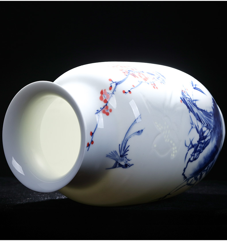 Jingdezhen ceramics vase famous master hand carved exquisite new Chinese style home sitting room adornment is placed