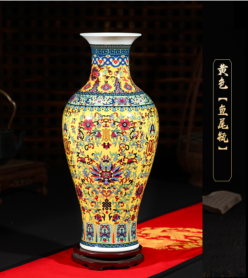 Jingdezhen ceramics of large vases, flower arrangement of modern Chinese style living room TV wine porch decoration furnishing articles