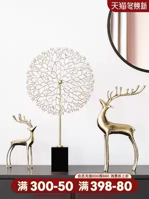 Pure copper elk gift TV cabinet wine cabinet light luxury ornaments creative housewarming new home gift living room home decorations