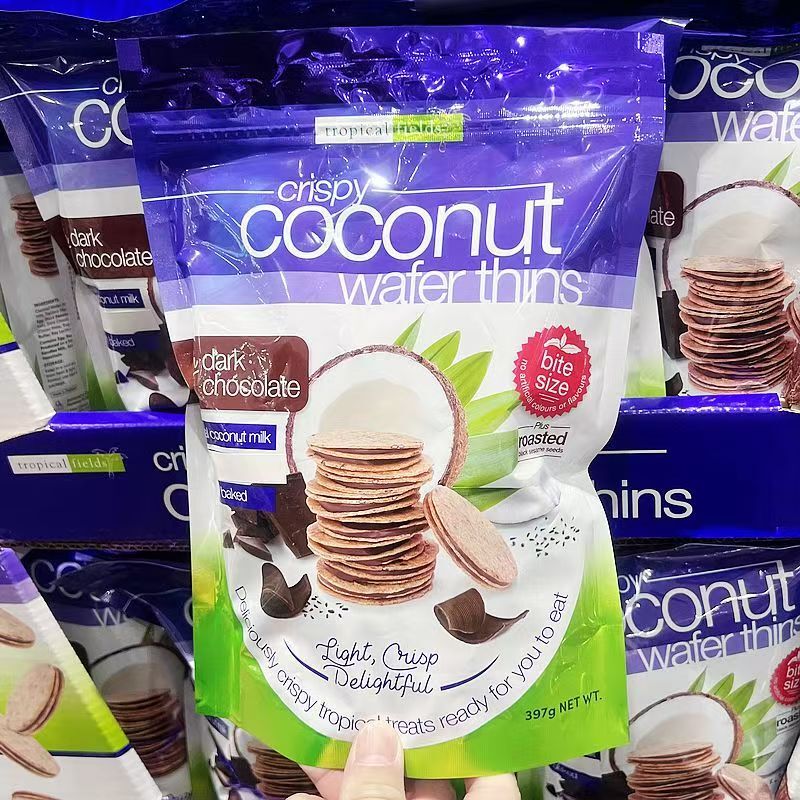 Costco Thailand Imported Tropical Fields Chocolate-Filled Coconut Flavored Waffle Biscuits 397g Pancakes Costco Thailand Imported Tropical Fields Chocolate-Filled Coconut Flavored Waffle Biscuits 397g Pancakes