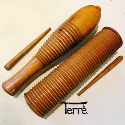 Deritre sawing Guiro shaker torpedo sand hammer frog sound sand tube imported peach blossom core Wood