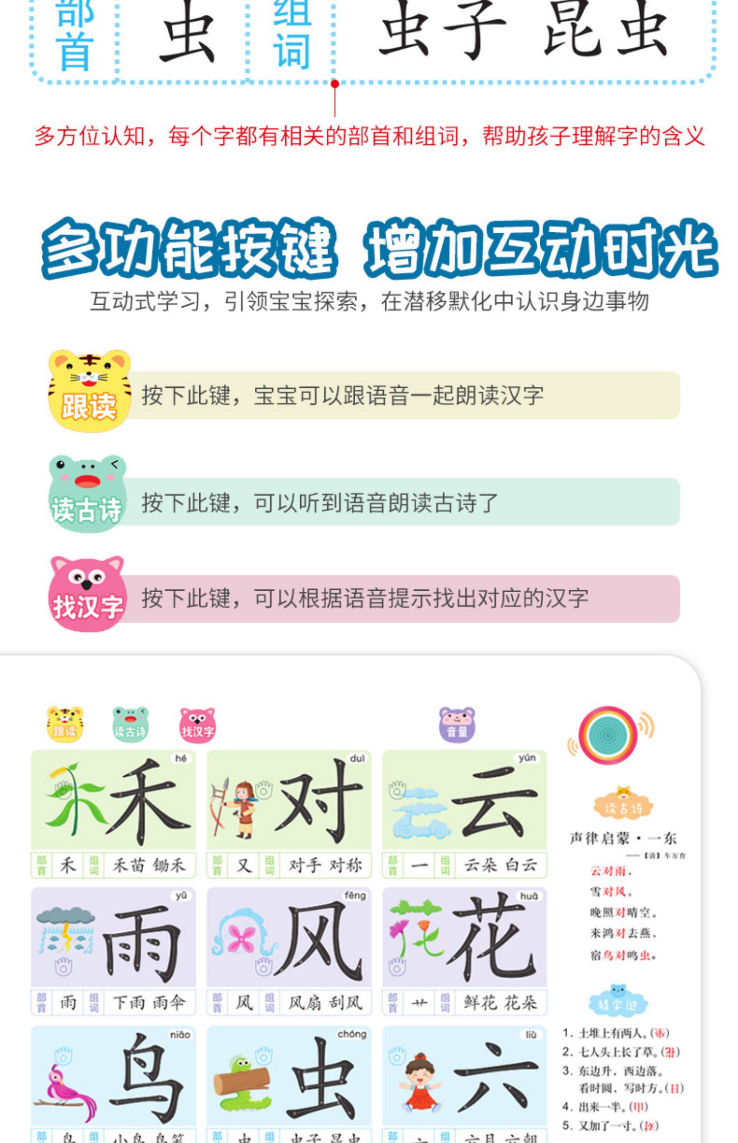 Детские обучающие компьютеры, электронные плакаты 会说话的象形识字有声书儿童早教学习点读机宝宝发声读物益智玩具