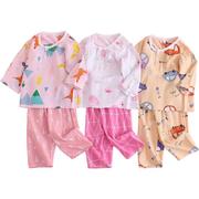 . Pyjama trẻ em của chàng trai mỏng lụa bông và trẻ em gái mùa xuân và mùa hè máy lạnh phù hợp với bé trai và bé gái 7-9 tuổi nhà.