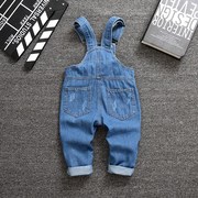 . Cậu bé denim dây đeo quần 1 có thể mở 3 cô gái 4 trẻ em 5 mùa hè 6-7 tuổi 8 bé trai mỏng mùa thu.