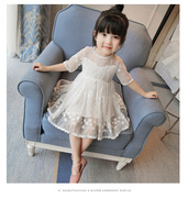 . Girls ăn mặc 2020 Summer New Baby ngắn SleeveLace chúa váy trẻ em ăn mặc.