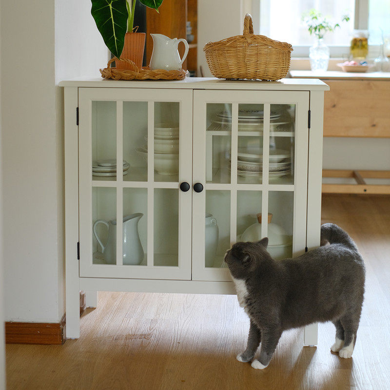 New Solid Wood Meal Next Table Small Side Cabinet Glass Tea Waterboard Cabinet Household Bowl Cabinet