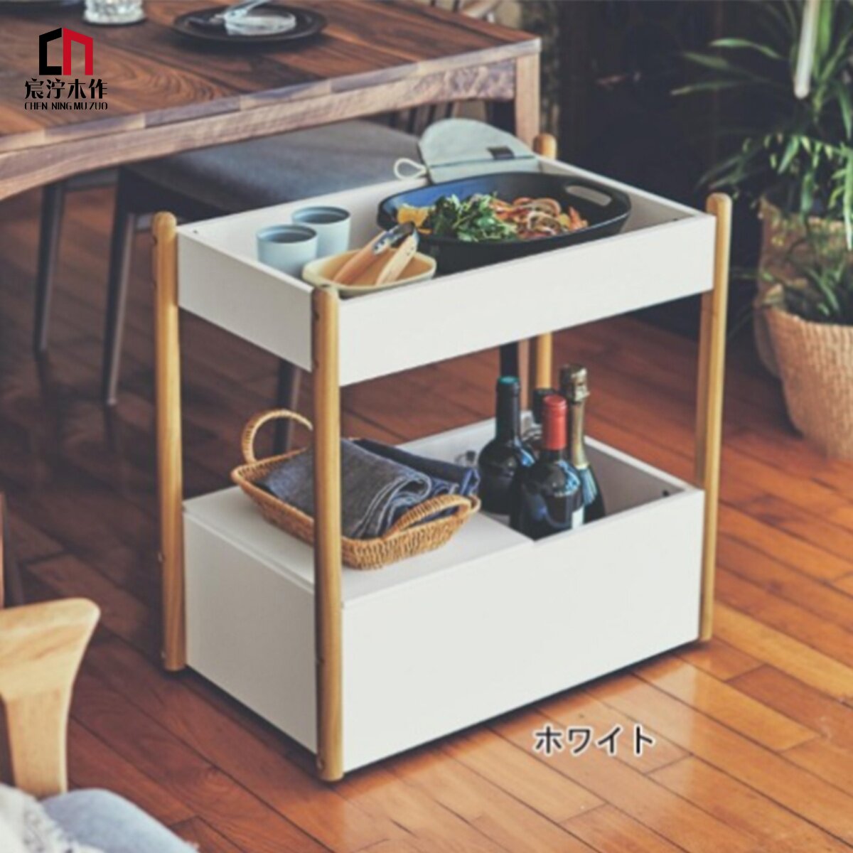 Day Style New Shelf Shelve Shelf Separator Flower Shelf Genguan Living-room Floor Containing Shelf With Wheels Pine Wood Multilayer