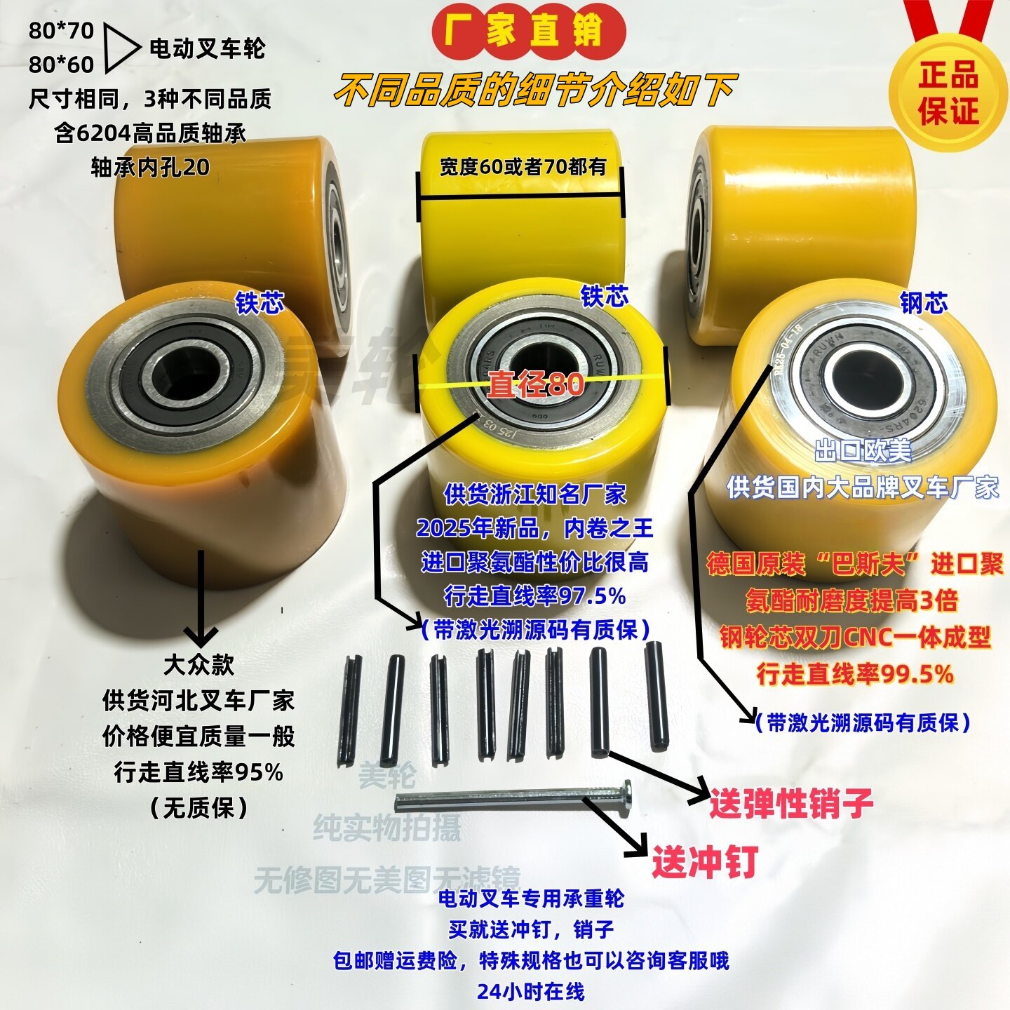 Zhonglihe Xiaojingang Heli Hangcha Longgong Jac Noli ล้อรถยกไฟฟ้า ล้อรับน้ำหนัก ขนาด 80*70 ล้อโพลียูรีเทน