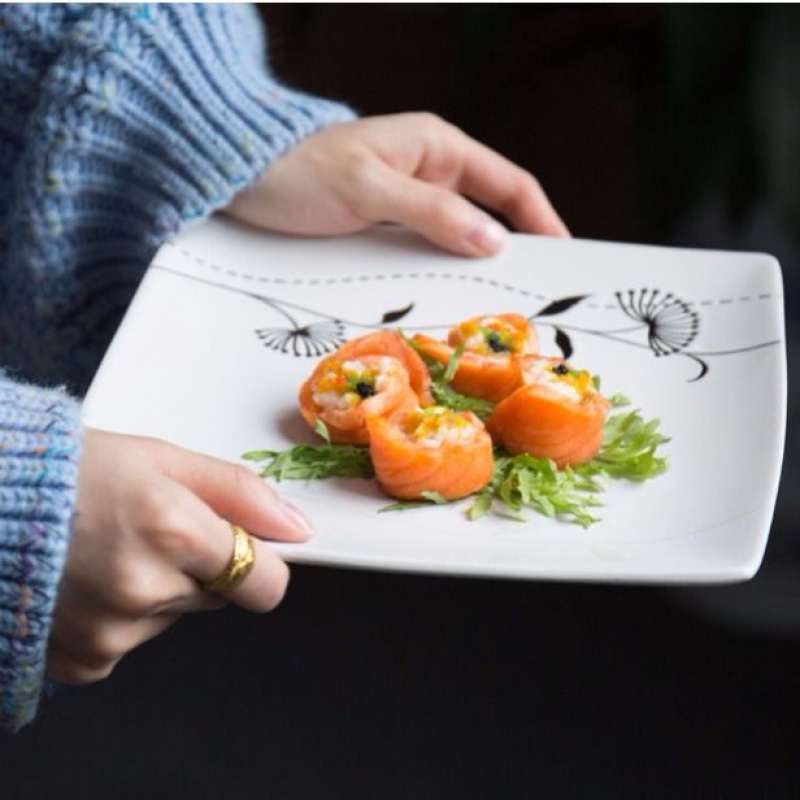 Ceramic dish vegetable dish plates steak Japanese tableware creative household dinner plate hand - made breakfast dishes