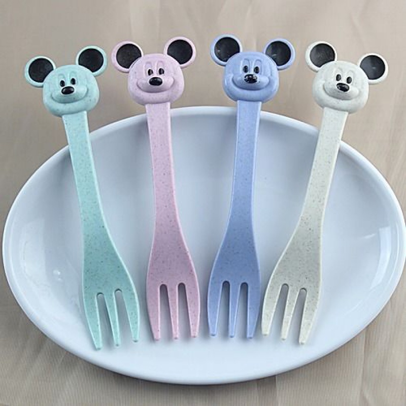 Wheat platycodon grandiflorum mickey bowl chopsticks spoons three times the children 's tableware heating baby's rice bowl