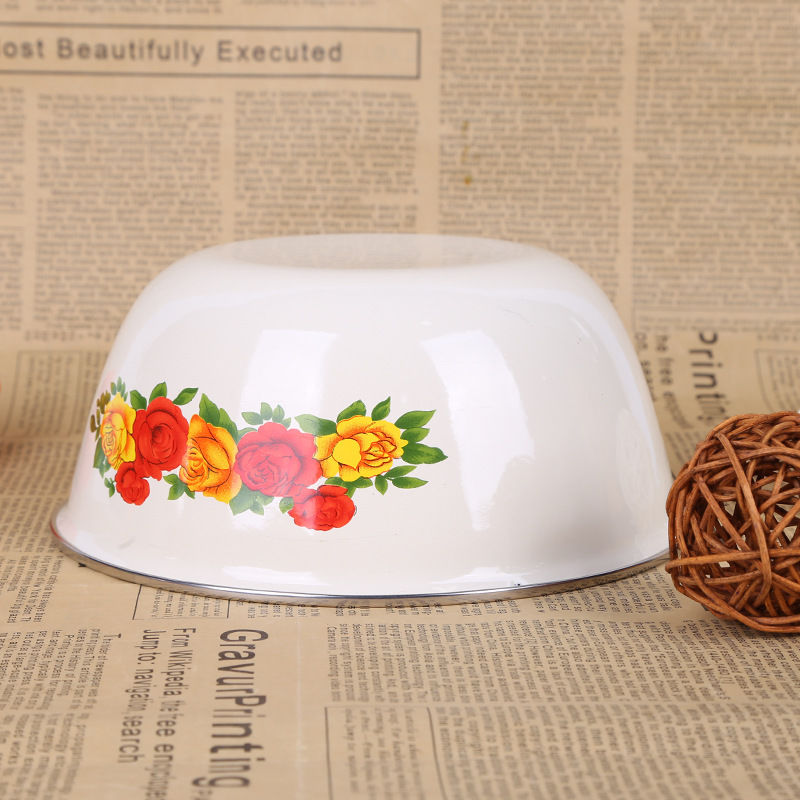 Enamel large mixing bowl with cover preservation box mercifully rainbow such to use as the pot soup bowl of fruits and vegetables salad Enamel pot